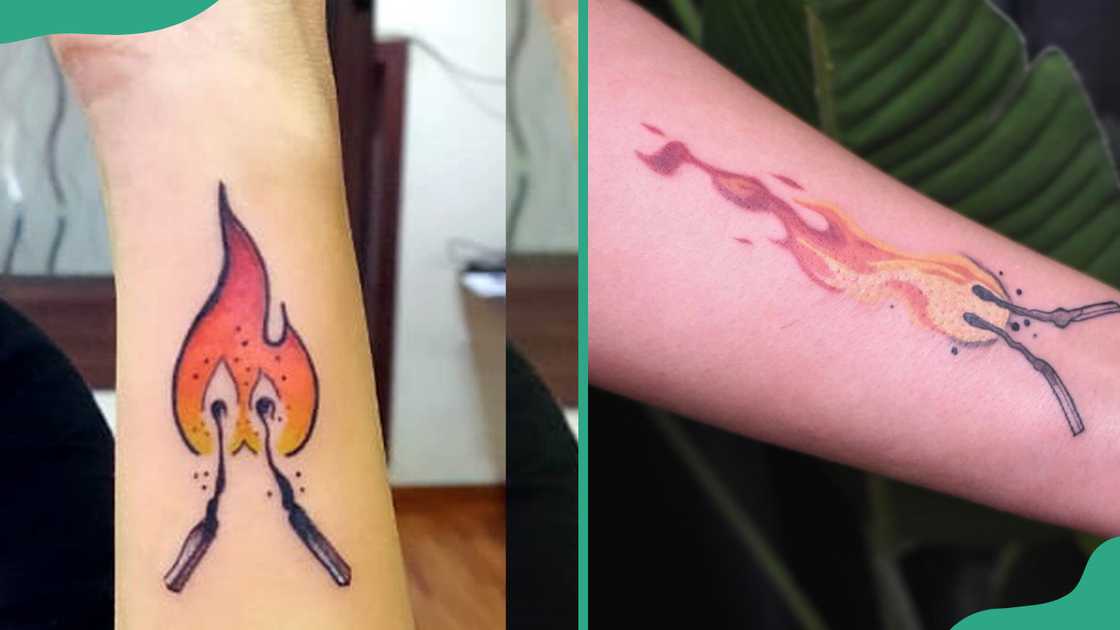 Twin flame tattoo with matchsticks