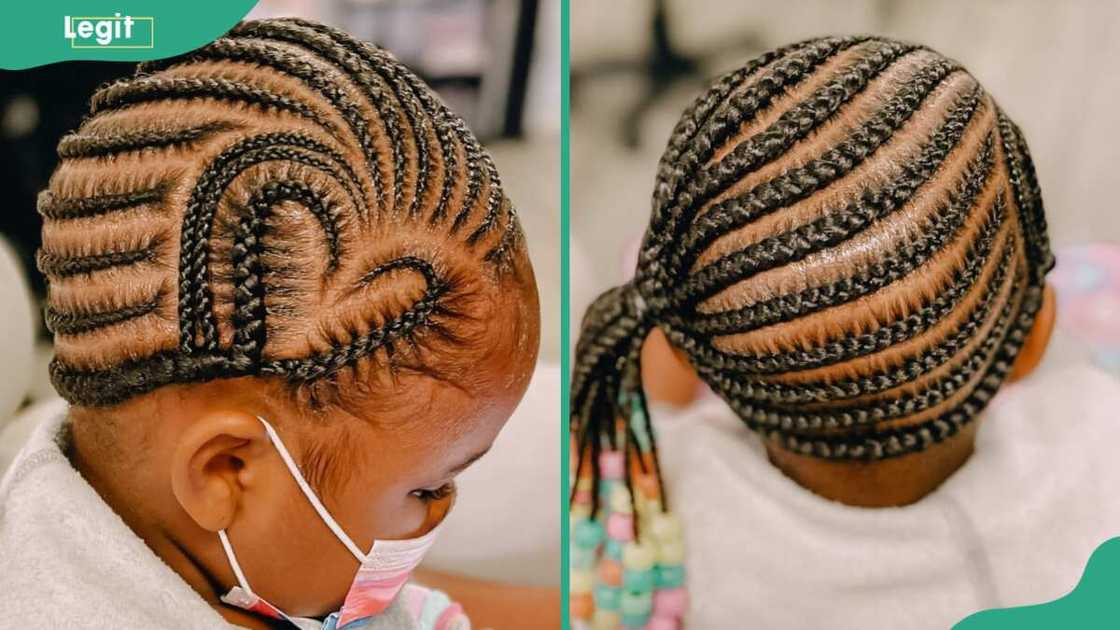 Young girl with the heart-shaped weave design