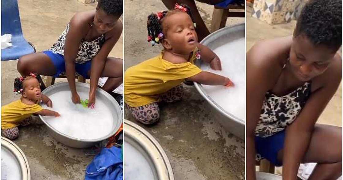 Little girl sleeps off while washing clothes
Photo Credit: @mufasatundeednut Little girl sleeps off while washing clothes
Photo Credit: @mufasatundeednut