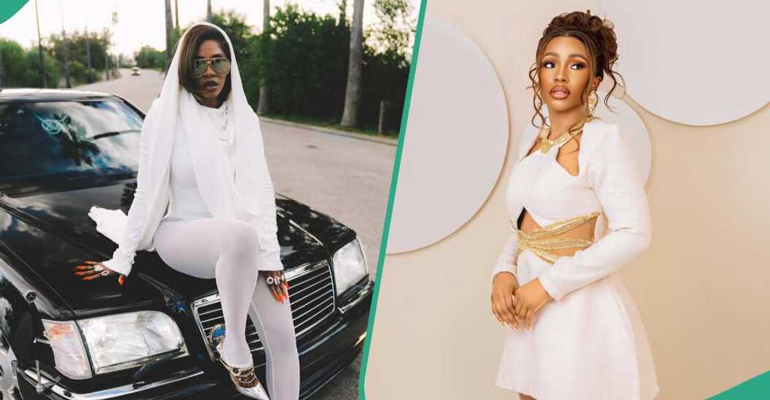 Tiwa Savage and Mercy Eke adorn white outfits Tiwa Savage and Mercy Eke adorn white outfits