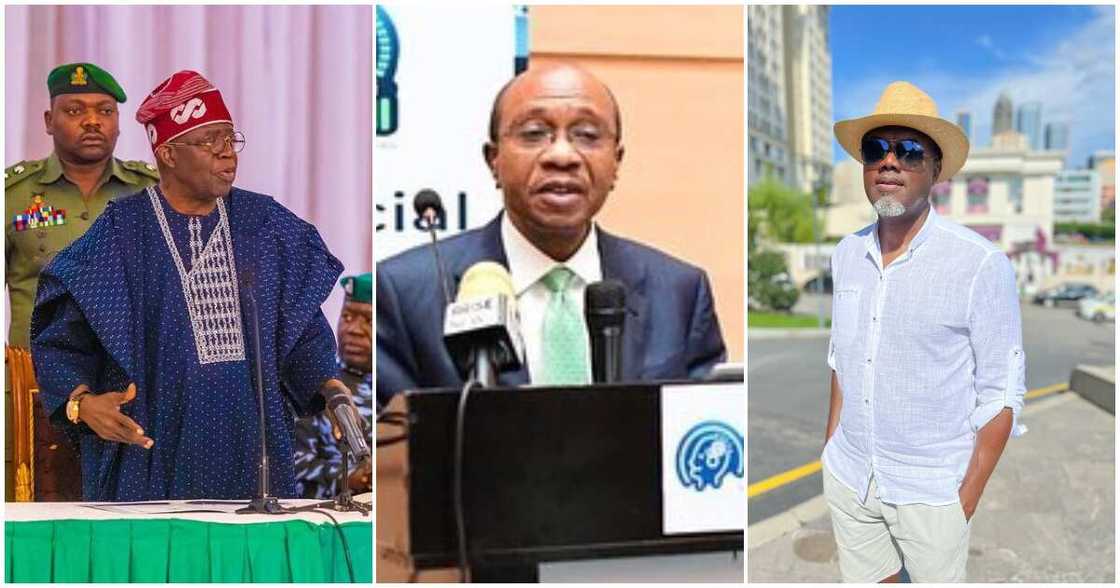 Asiwaju Bola Ahmed Tinubu, Godwin Emefiele da Reno Omokri Asiwaju Bola Ahmed Tinubu, Godwin Emefiele da Reno Omokri