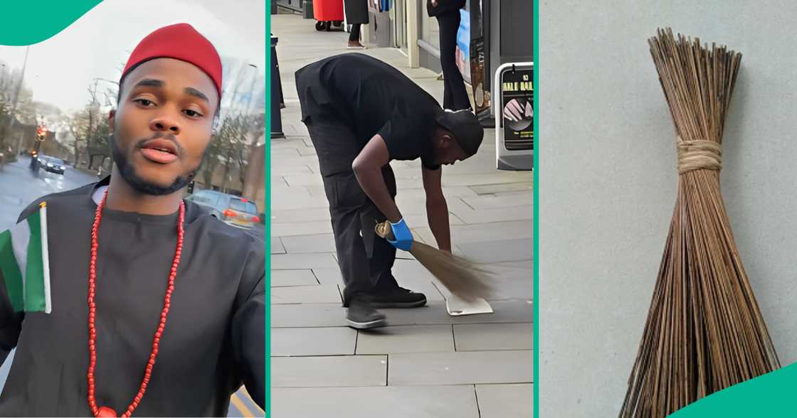 Reactions as young man shares why he moved to UK with his Nigerian broom