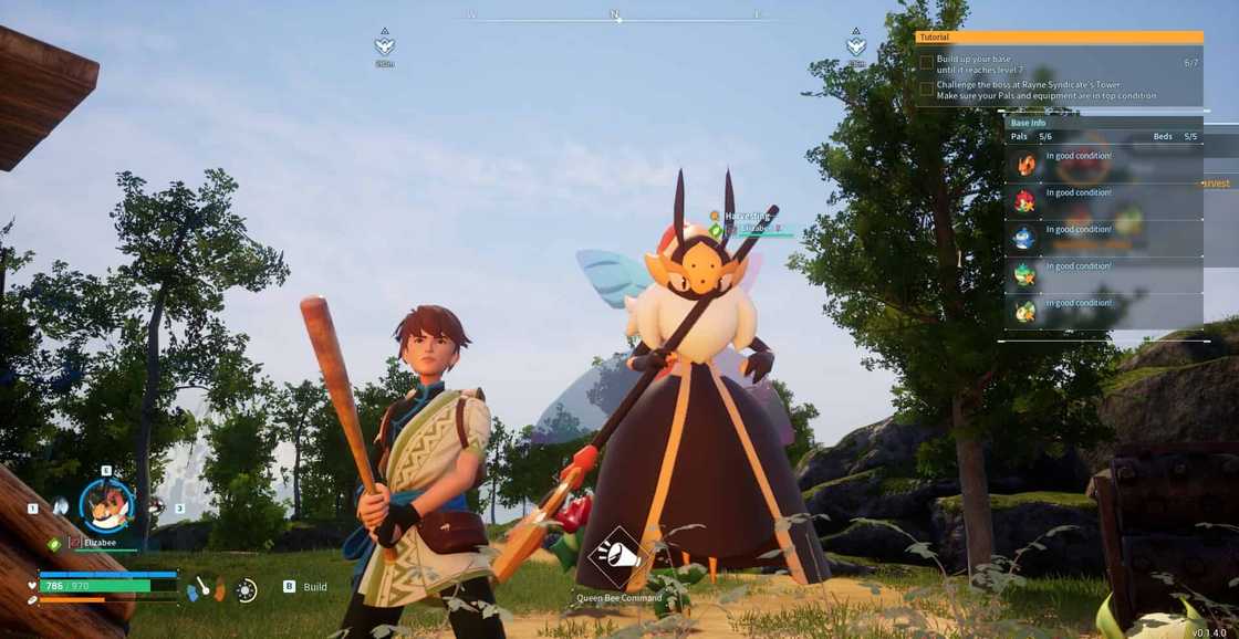 A photo of Elizabee standing behind a player in a video game A photo of Elizabee standing behind a player in a video game