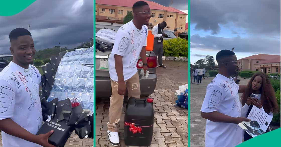 Man gets 50 litres of fuel and N200k cash on sign-out day. Man gets 50 litres of fuel and N200k cash on sign-out day.