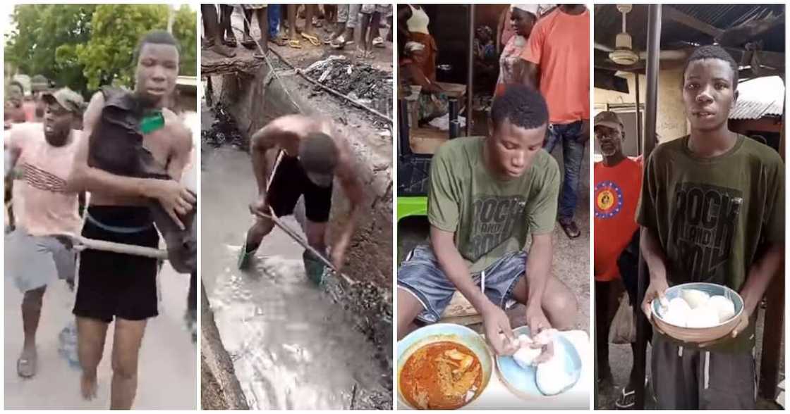 Ghana, Accra, Nigerian thief cleans gutter in Accra, Aliyu John, 22 years old, Ogun state, banku Ghana, Accra, Nigerian thief cleans gutter in Accra, Aliyu John, 22 years old, Ogun state, banku