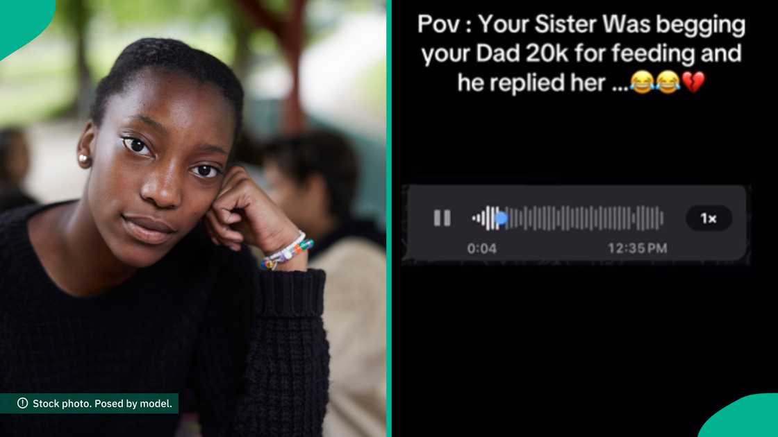 A lady begs her father to send her N20,000 for feeding and his response gets people talking.