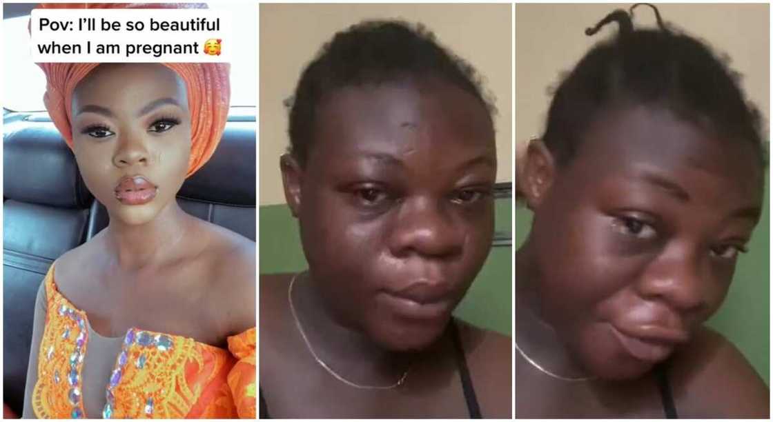 Photos of a woman before and during pregnancy. Photos of a woman before and during pregnancy.