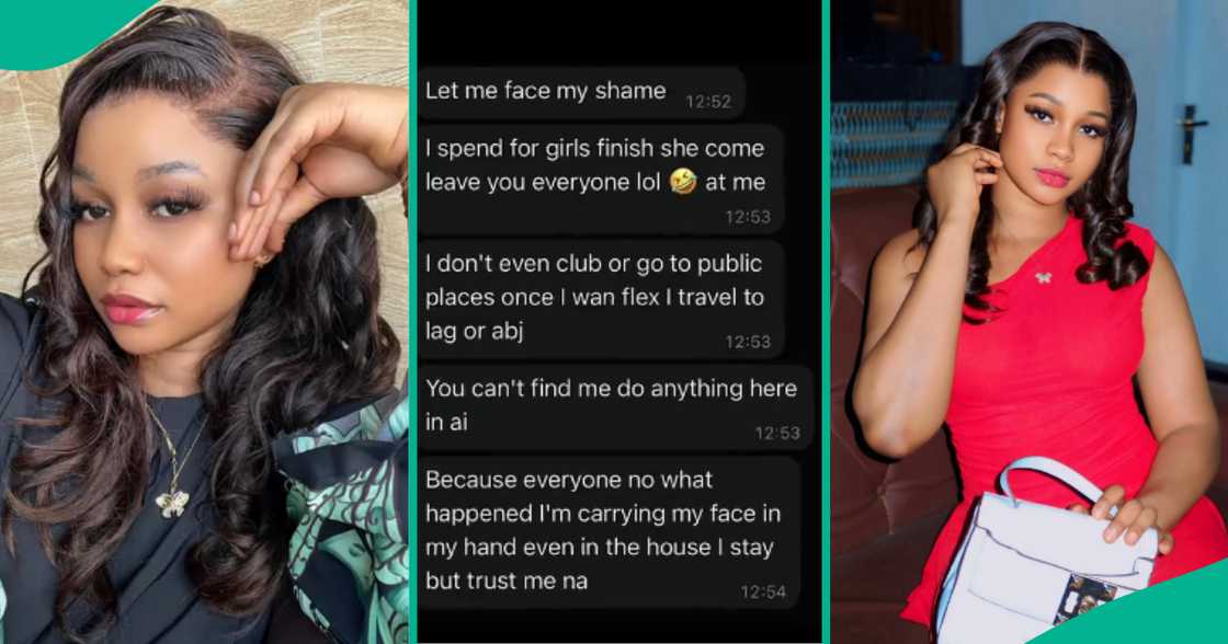 Nigerian lady shares messages she received from her ex-boyfriend, says she is ashamed of him