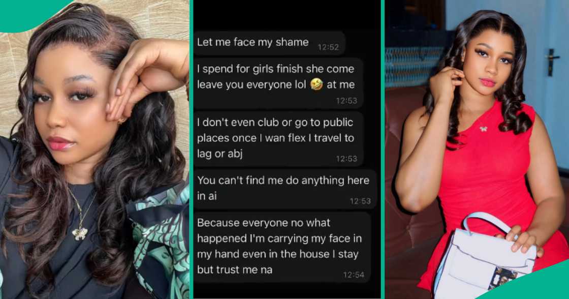Nigerian lady shares messages she received from her ex-boyfriend, says she is ashamed of him Nigerian lady shares messages she received from her ex-boyfriend, says she is ashamed of him