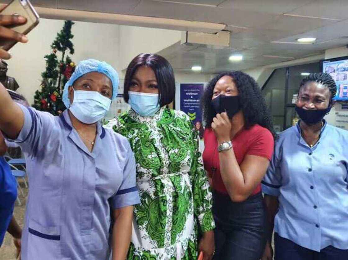 Actress Funke Akindele-Bello visits the first baby of the year