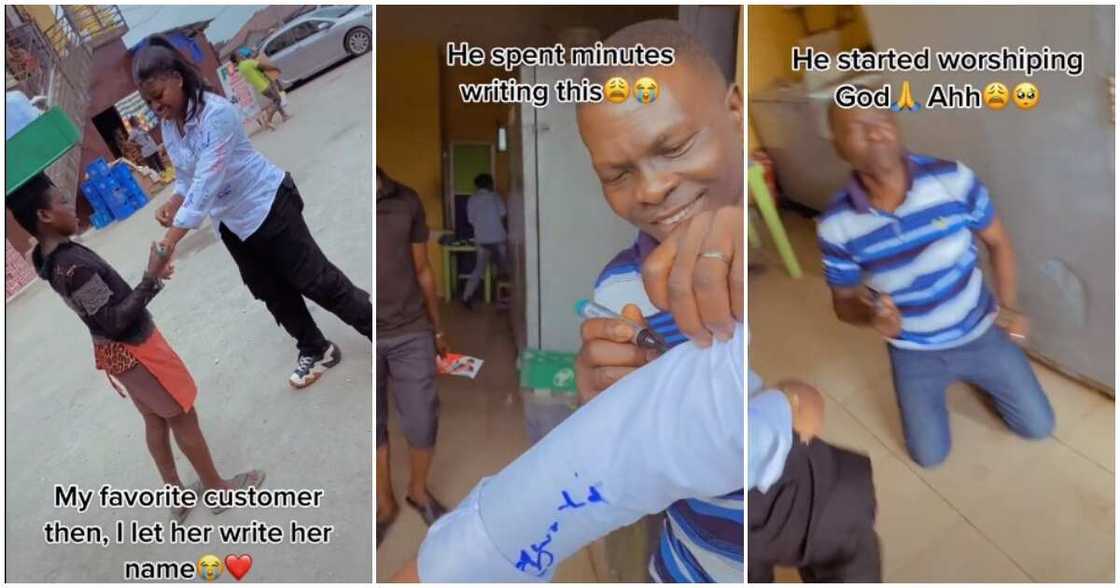 Nigerian dad, pure water seller, daughter of pure water seller, pure water seller knees to thank God Nigerian dad, pure water seller, daughter of pure water seller, pure water seller knees to thank God