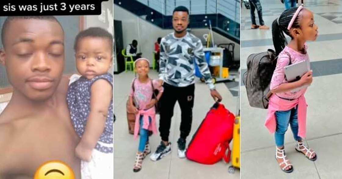 Man takes little sister abroad Man takes little sister abroad