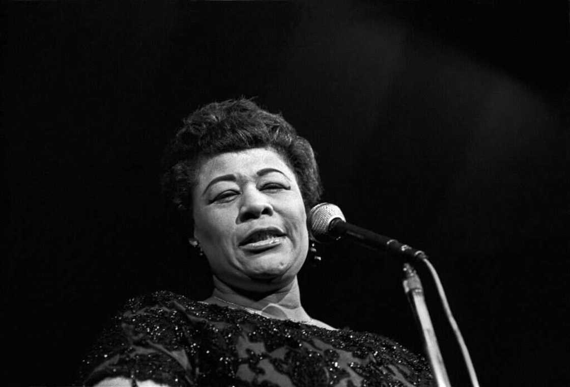 American jazz singer Ella Fitzgerald performing in Copenhagen, Denmark American jazz singer Ella Fitzgerald performing in Copenhagen, Denmark