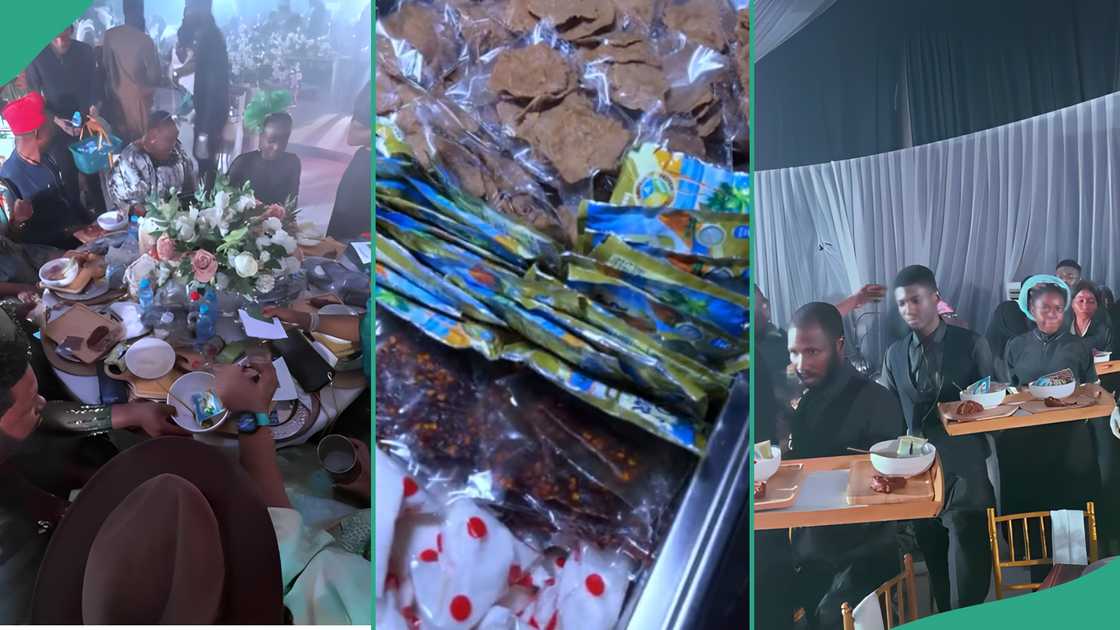 Video shows wedding were guests were served drinking garri Video shows wedding were guests were served drinking garri