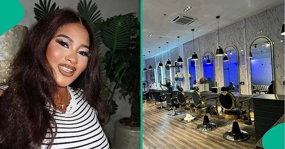 Lady shows off her big salon and spa