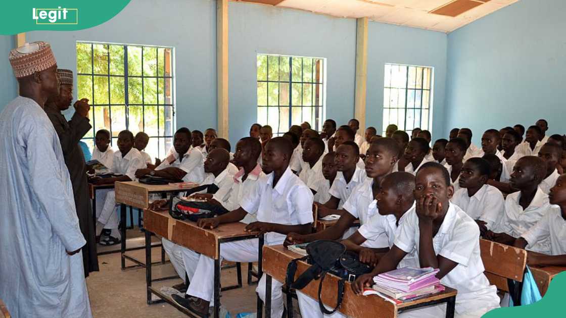 Students listen to a lecture in a classroom in Maiduguri, northeast Nigeria