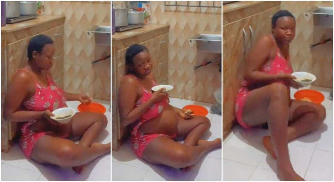 Photos of a pregnant woman eating. Photos of a pregnant woman eating.
