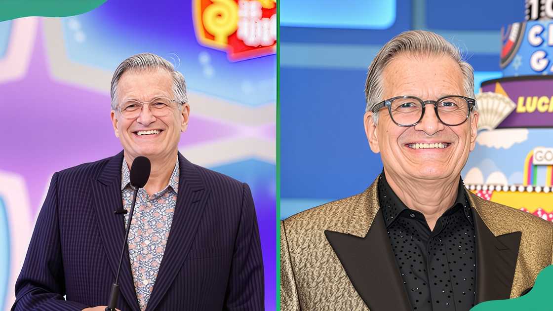 Drew Carey poses on The Price Is Right set Drew Carey poses on The Price Is Right set