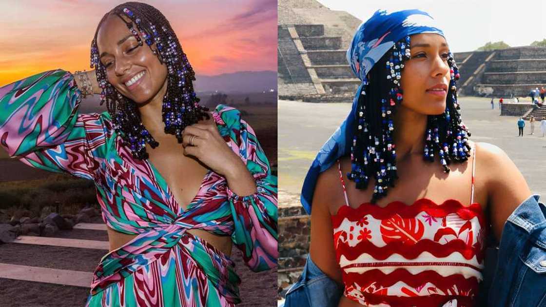 Alicia Keys' braids with beads Alicia Keys' braids with beads