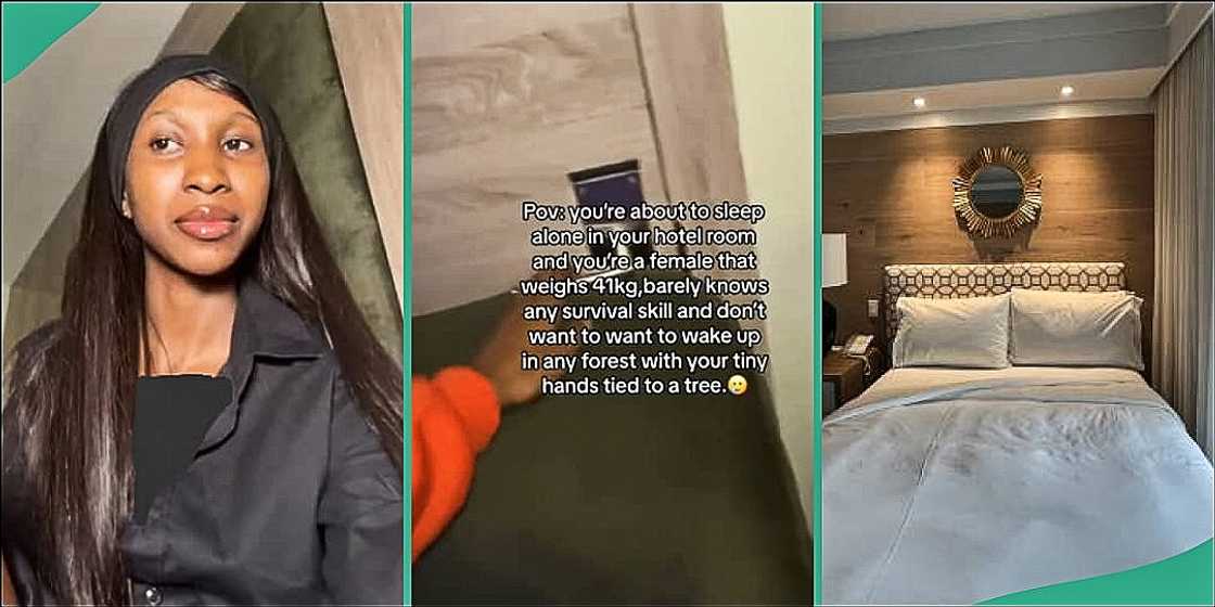 Lady protects herself at hotel