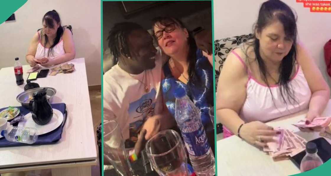 Mixed reactions trail video of white woman counting naira she got at her wedding Mixed reactions trail video of white woman counting naira she got at her wedding