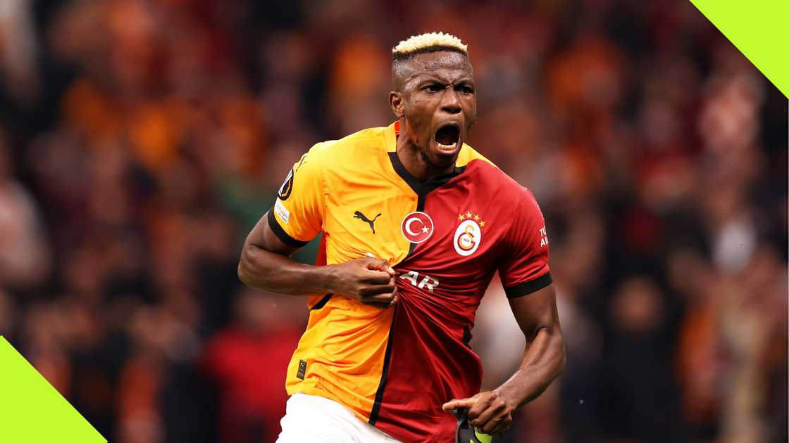 Victor Osimhen celebrates a goal for Galatasaray