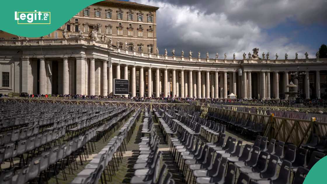 A view of of St. Peter's square in Vatican City on Friday, the day before the pope's funeral A view of of St. Peter's square in Vatican City on Friday, the day before the pope's funeral