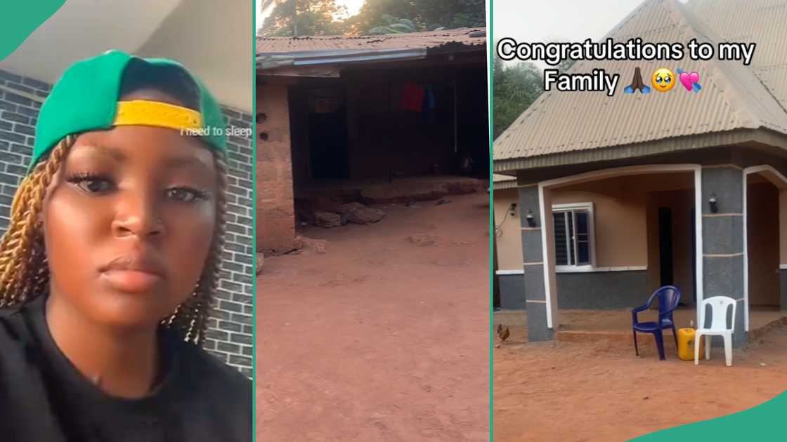 Lady shows new house built in her family compound. Lady shows new house built in her family compound.
