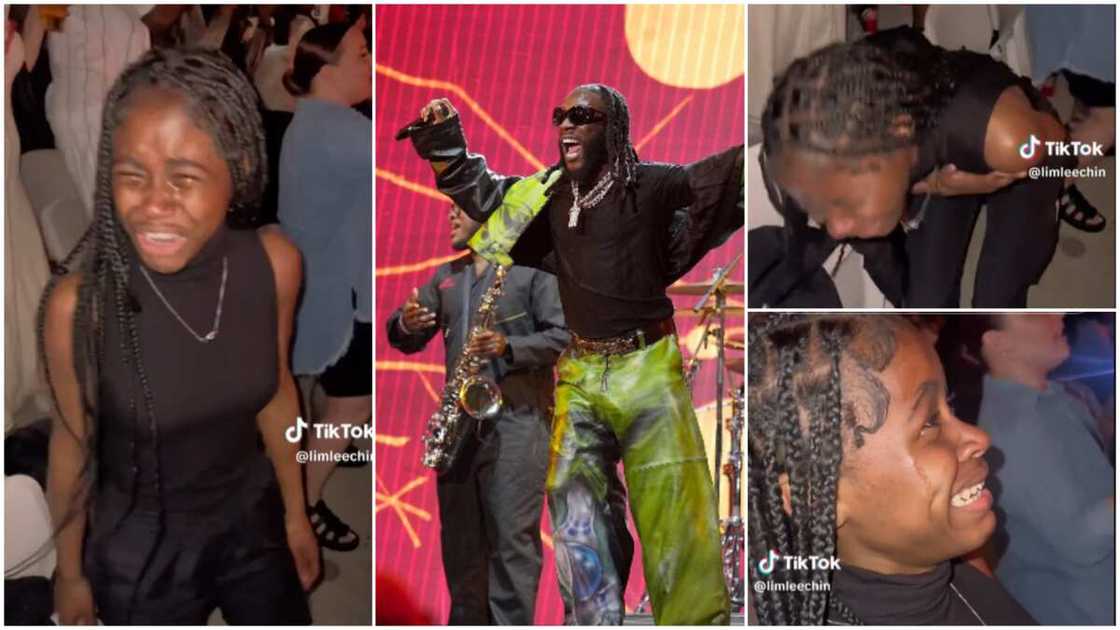 Burna Boy's performance/Lady cried and sang. Burna Boy's performance/Lady cried and sang.