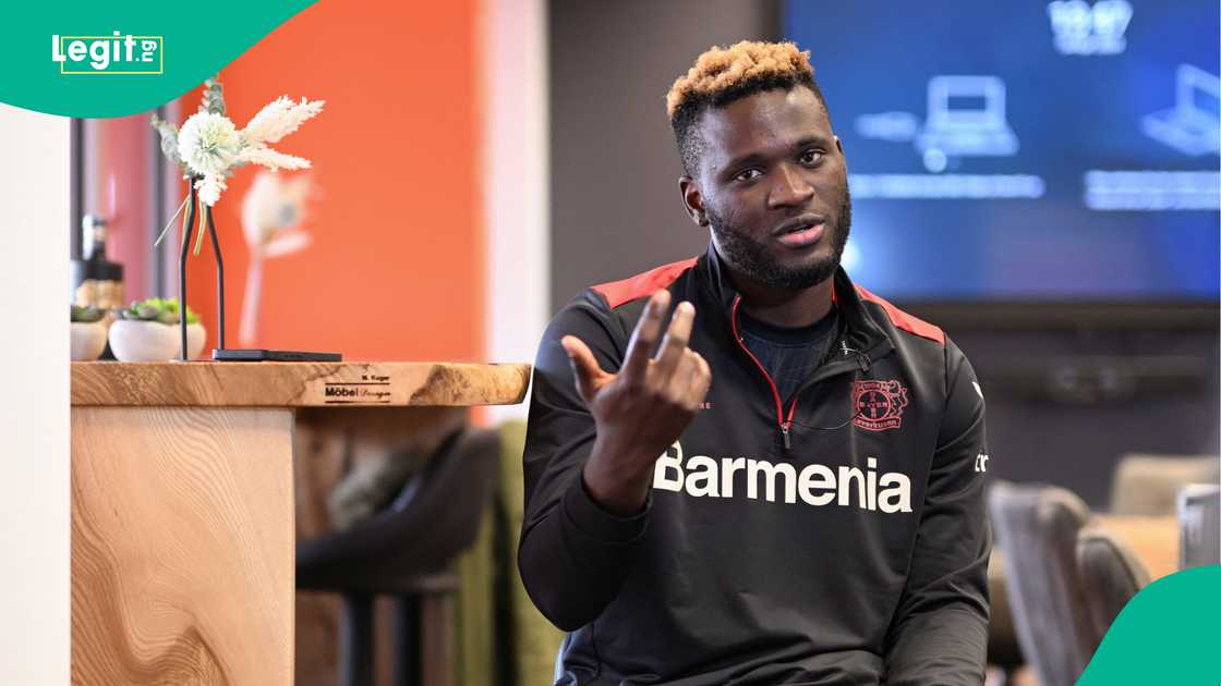 Victor Boniface, Bayer Leverkusen, Bay Arena, Leverkusen, Germany. Victor Boniface, Bayer Leverkusen, Bay Arena, Leverkusen, Germany.