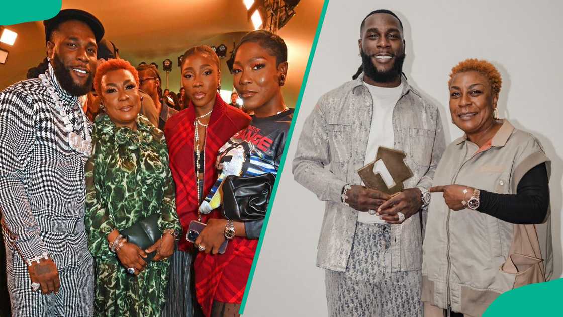 Burna Boy with his mum and sisters Burna Boy with his mum and sisters