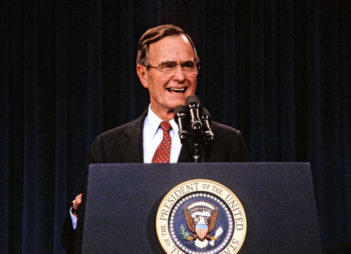 George HW Bush on 6 February 1989. George HW Bush on 6 February 1989.