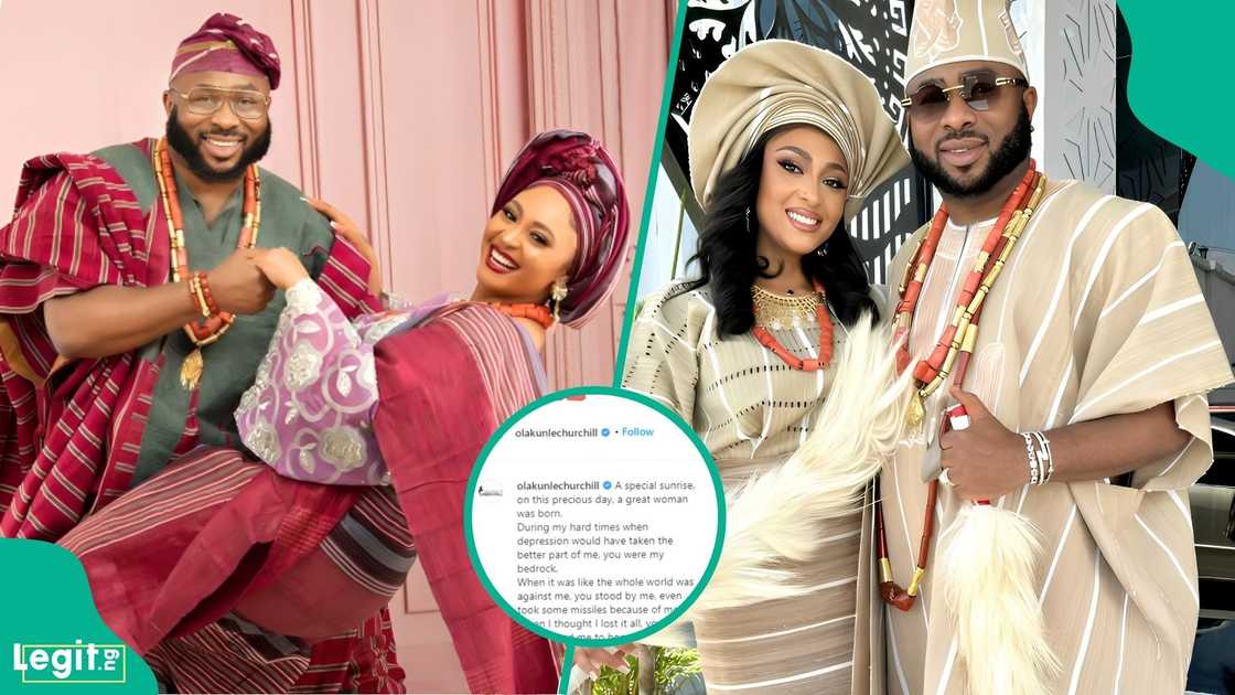 Olakunle Churchill's 2021 birthday message to Rosy Meurer calling her Mrs Churchill and thanking her for standing by him resurfaces online