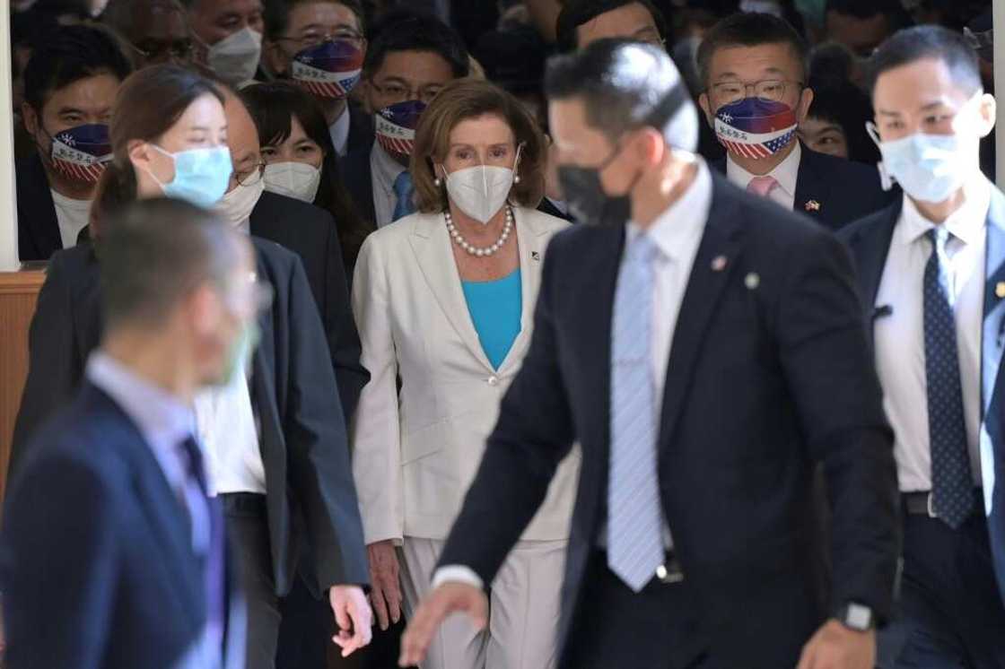 Visiting US House Speaker Nancy Pelosi arrives at the Parliament in Taipei, Taiwan