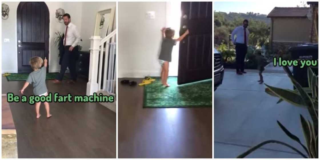 Video shows priceless moment little boy runs after dad going to work to profess love to him Video shows priceless moment little boy runs after dad going to work to profess love to him