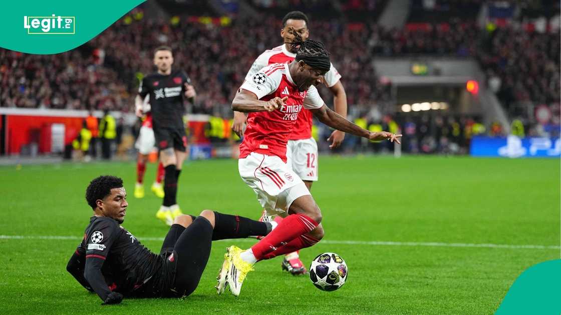 Noni Madueke, Malik Tillman, UEFA, Champions League, Bayer Leverkusen, Arsenal, BayArena. Noni Madueke, Malik Tillman, UEFA, Champions League, Bayer Leverkusen, Arsenal, BayArena.