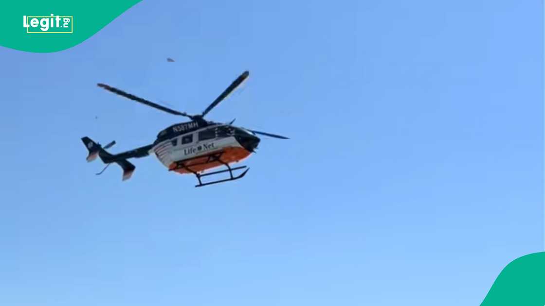 Viral video shows helicopter landing for school's career day.