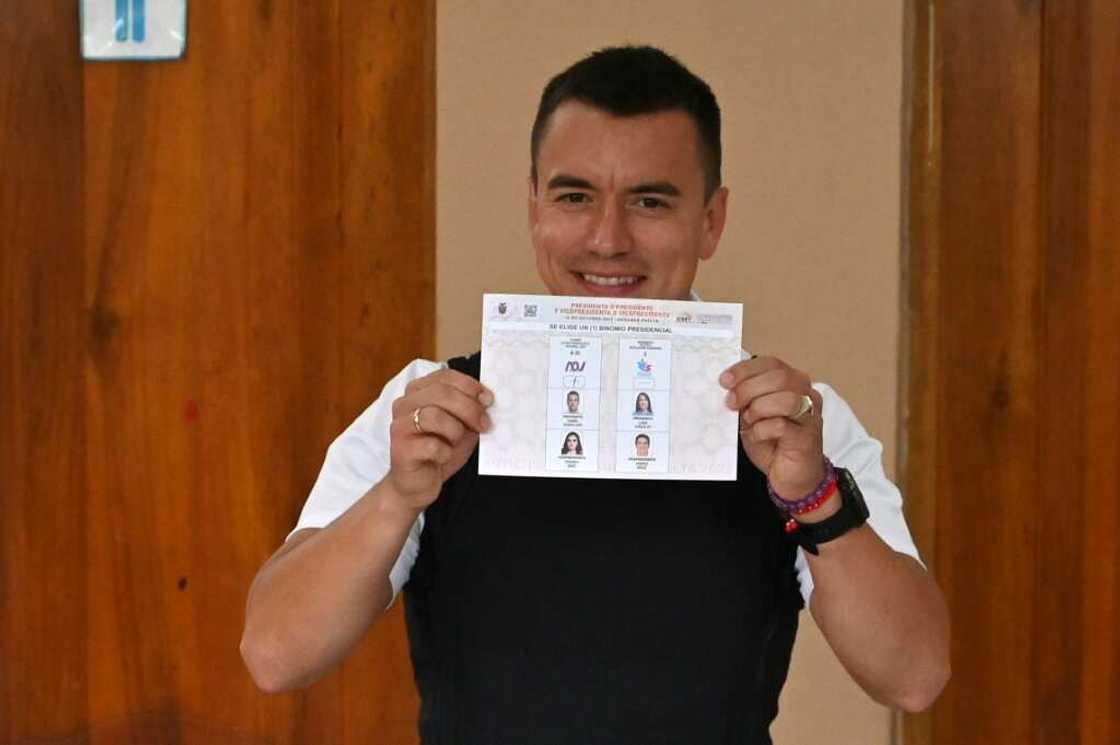 Ecuador's president-elect Daniel Noboa cast his vote in a bullet-proof vest amid a rash of political assassinations in the violence-riddled country Ecuador's president-elect Daniel Noboa cast his vote in a bullet-proof vest amid a rash of political assassinations in the violence-riddled country