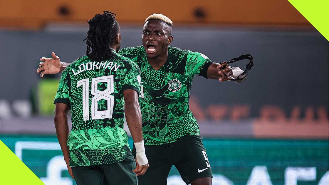 Victor Osimhen and Ademola Lookman celebrates at the AFCON