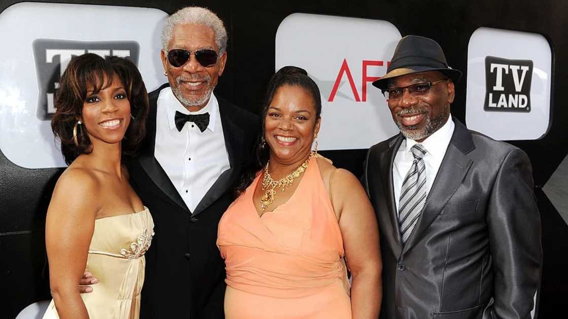 Morgana Freeman, Morgan Freeman, daughter Deena Adair and son Alfonso Freeman at Sony Pictures Studios