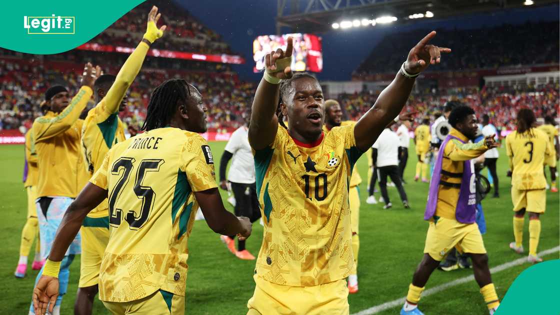 Prince Adu and Brandon Thomas-Asante celebrate Ghana's 1-0 victory in the FIFA World Cup 2026 Group L match against Panama. Photo by Ezra Shaw Prince Adu and Brandon Thomas-Asante celebrate Ghana's 1-0 victory in the FIFA World Cup 2026 Group L match against Panama. Photo by Ezra Shaw