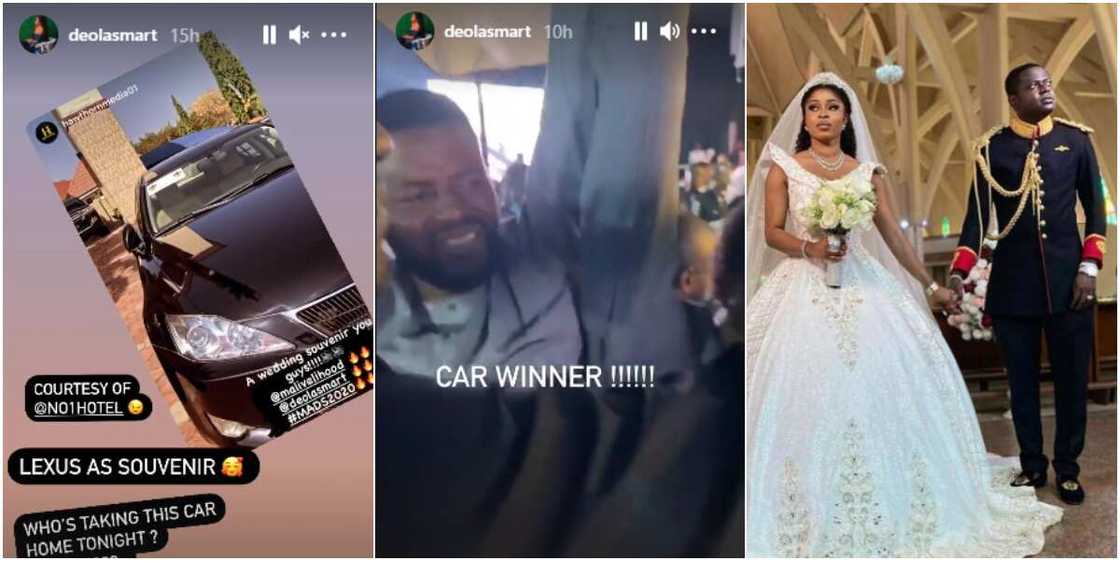 Moment celebrity jeweller Malivelihood and bride dash out Lexus car as souvenir on their wedding