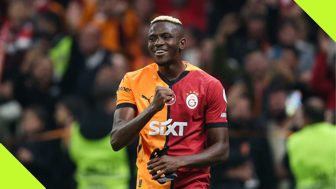 Victor Osimhen celebrates a goal for Galatasaray