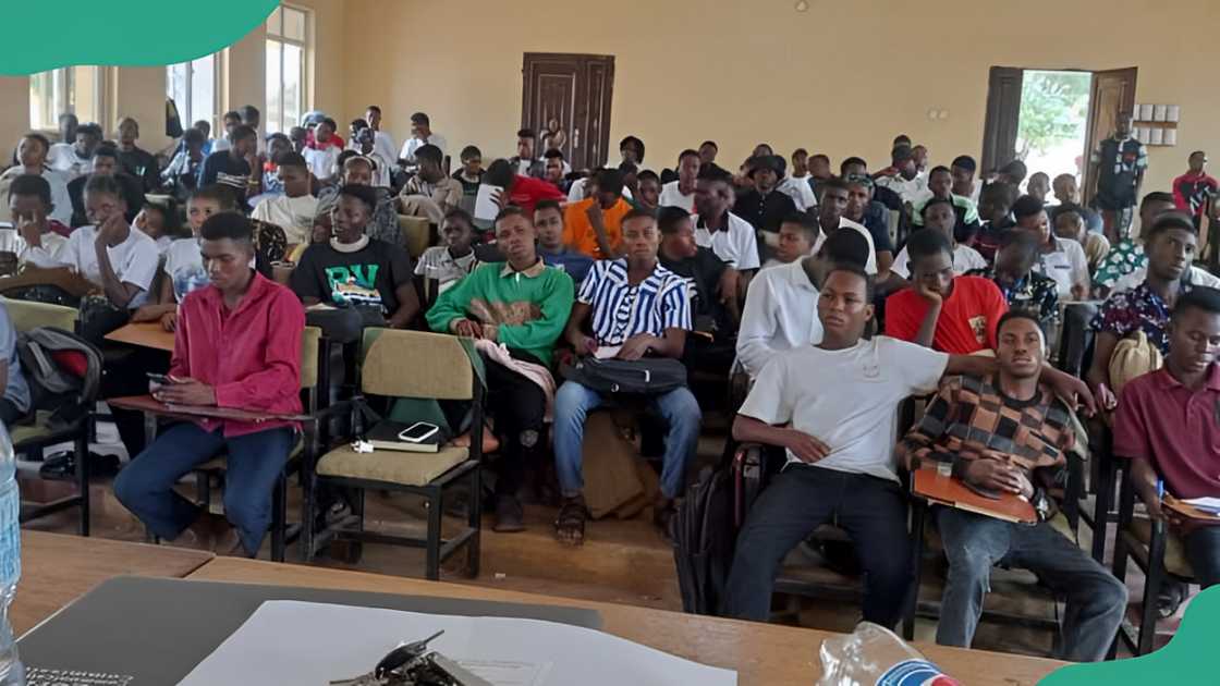 Abraham Adesanya Polytechnic students attending a lecture in their classroom. Abraham Adesanya Polytechnic students attending a lecture in their classroom.