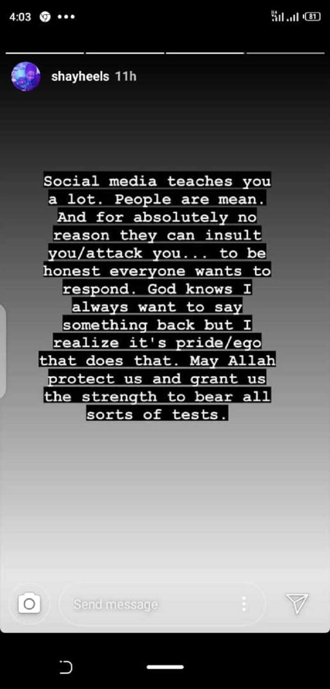 Allah ya sani, na kan so yin martani: Diyar Sanusi II ta koka kan masu zagi da caccaka a soshiyal midiya Allah ya sani, na kan so yin martani: Diyar Sanusi II ta koka kan masu zagi da caccaka a soshiyal midiya