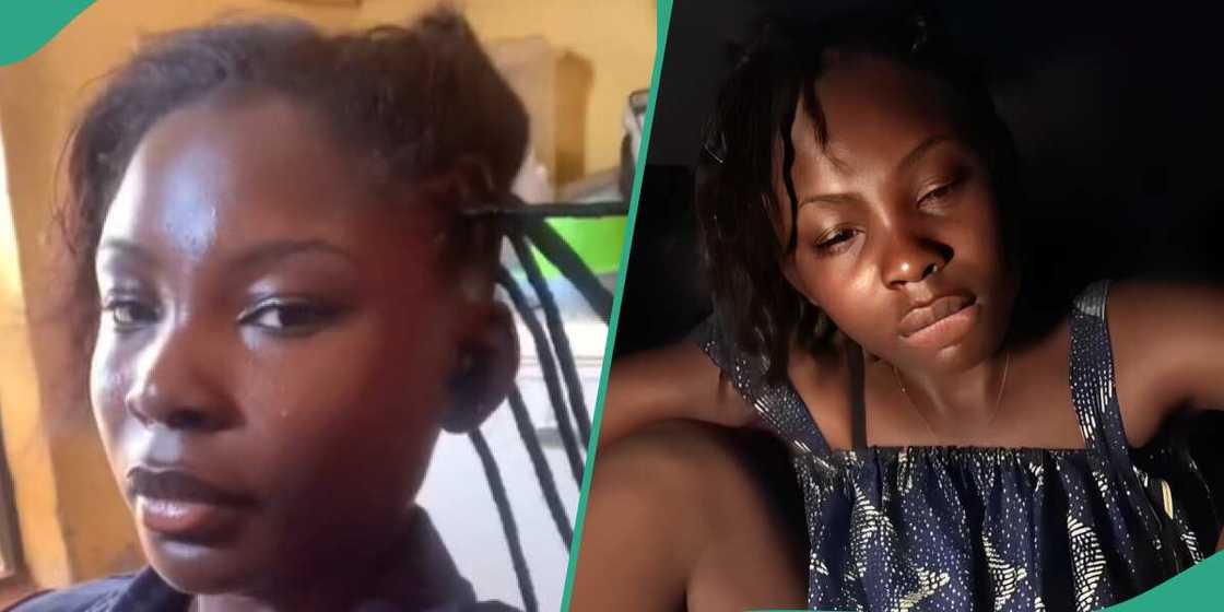 A lady shows off the process of making and loosening her hair A lady shows off the process of making and loosening her hair