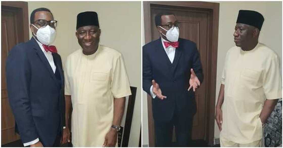 Good luck Jonathan holds crucial meeting with Akinwumi Adesina (photos) Good luck Jonathan holds crucial meeting with Akinwumi Adesina (photos)