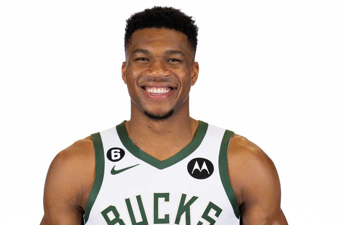 Giannis Antetokounmpo of the Milwaukee Bucks poses for a portrait during media day Giannis Antetokounmpo of the Milwaukee Bucks poses for a portrait during media day
