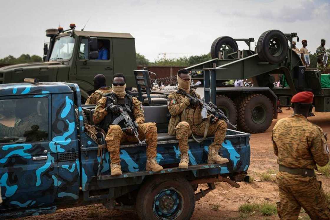 Burkina Faso troops at military funerals in the capital  Ouagadougou this month