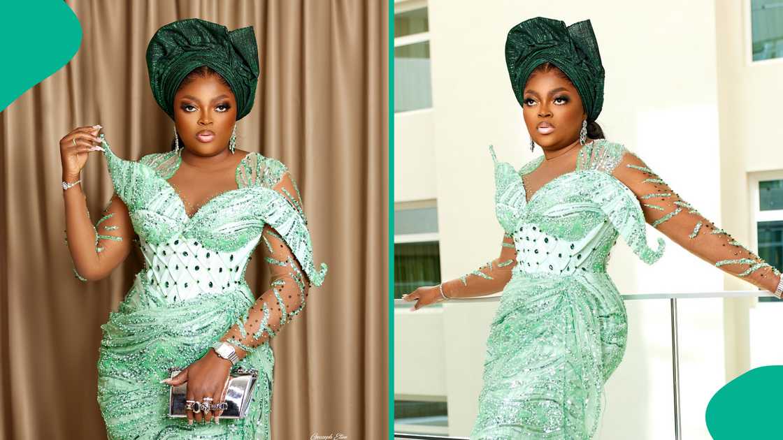 Funke Akindele rocks classy green dress